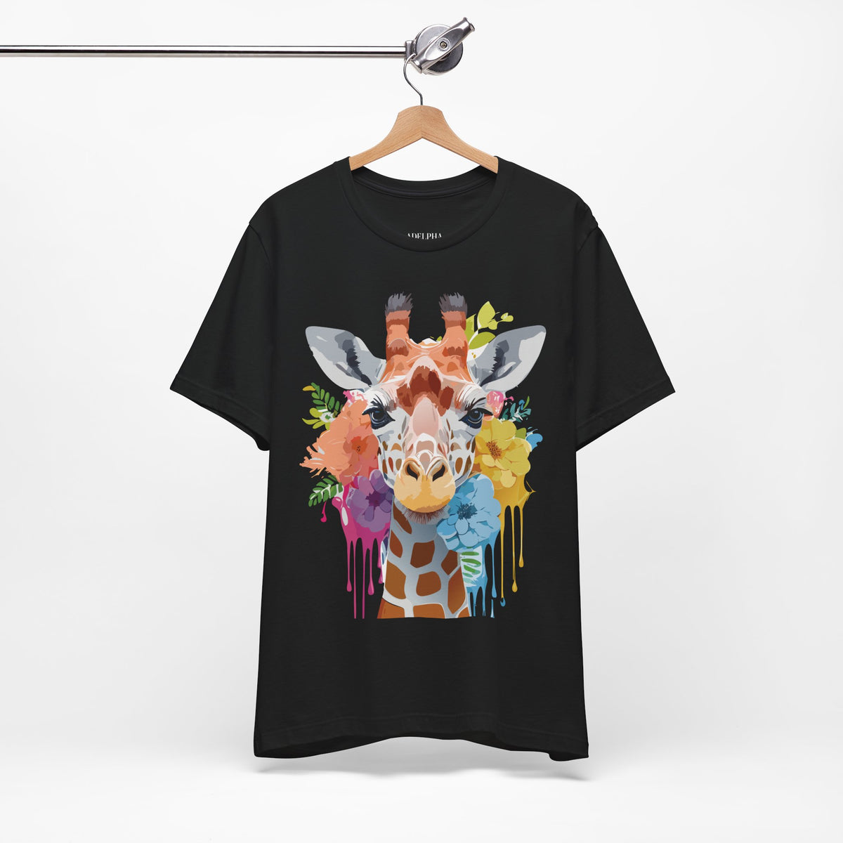 Giraffe Graphic Unisex Cotton Bella+Canvas Tee with Art Animal Design e16