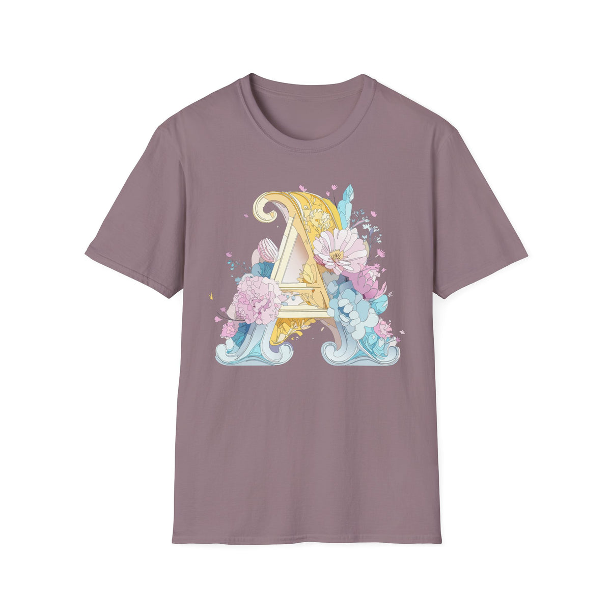 Floral Letter A T-Shirt | Decorative Monogram Initial Tee