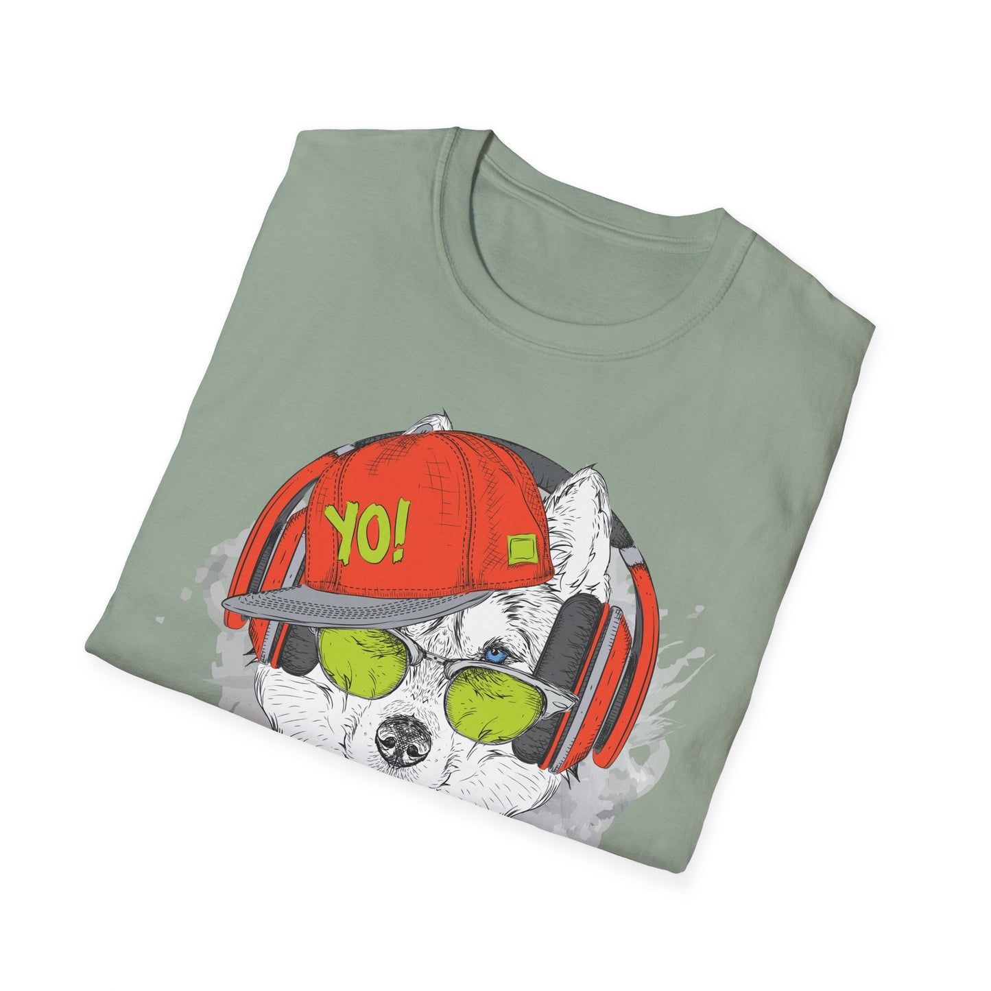 Unisex Music Animals Short Sleeve T Shirt With Headphones For Music Lovers Gildan 64000