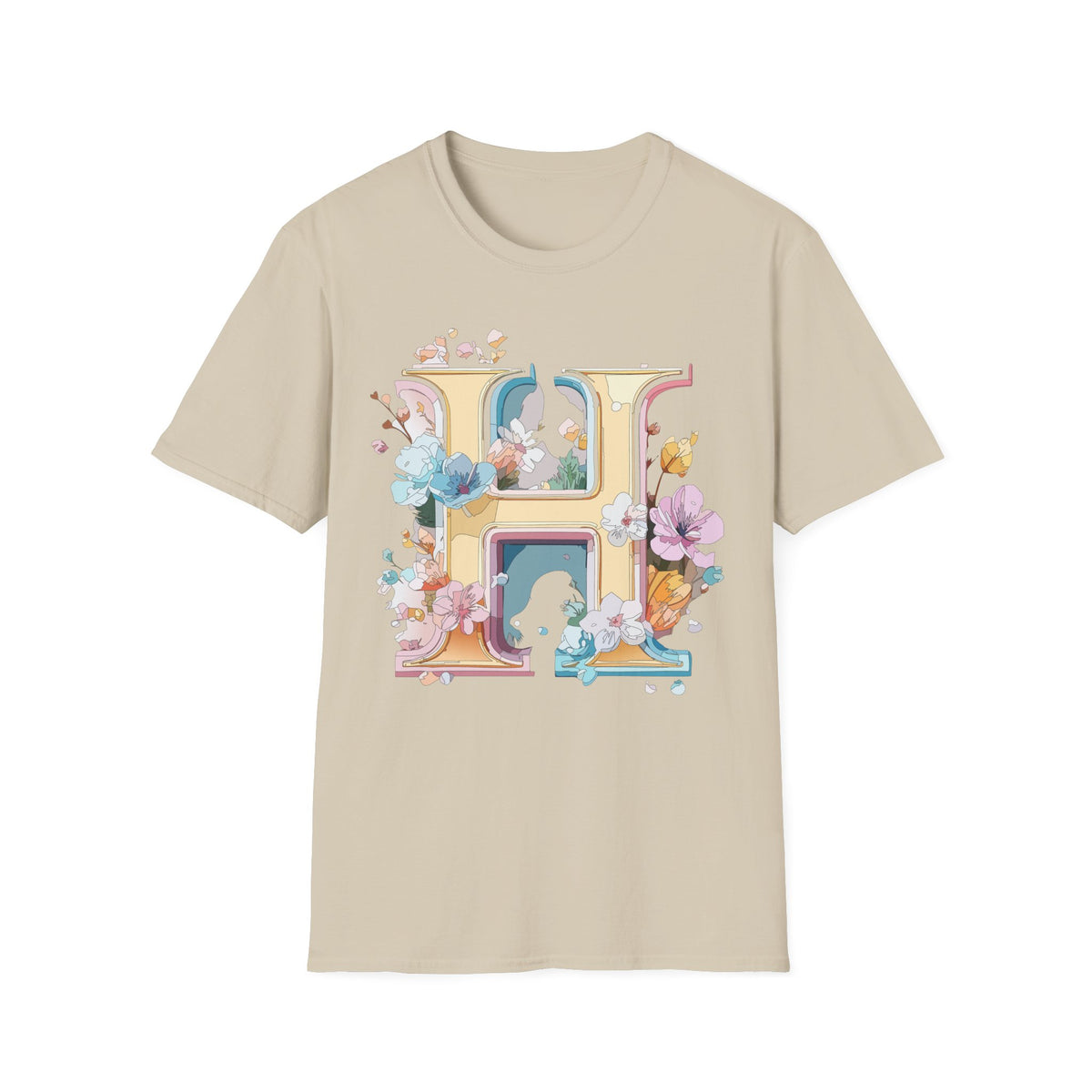 Floral Letter H Shirt | Monogram Initial H Tee