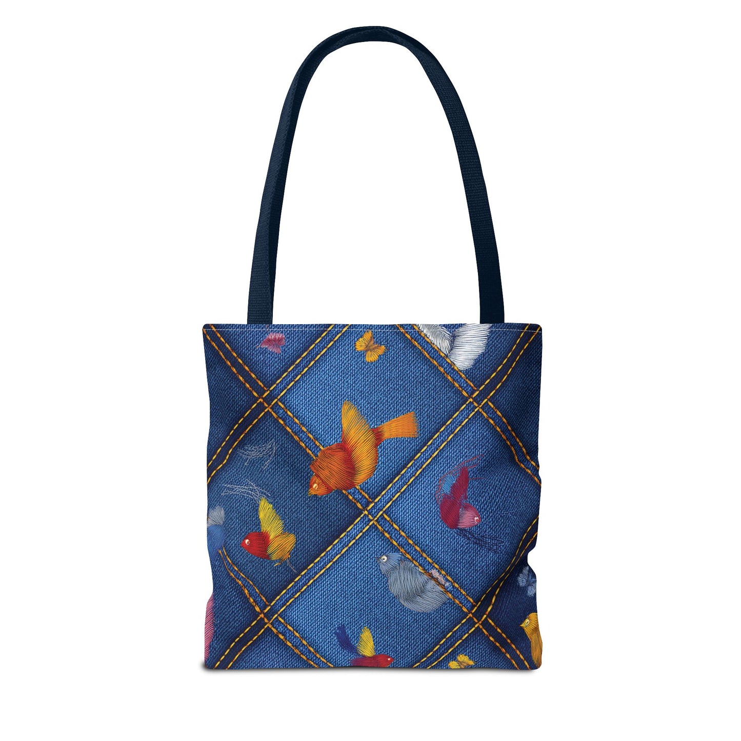 Denim Fabric Imitation Print Unisex Canvas Bag Poly Spun 3 Sizes Tote Bag 194-6