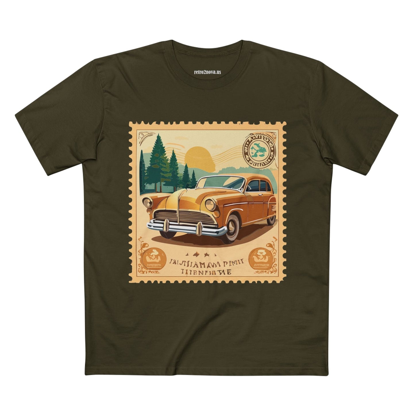 Retro2Nova Postage Stamp Shirt Unisex Premium Cotton Tee With Original Art Design
