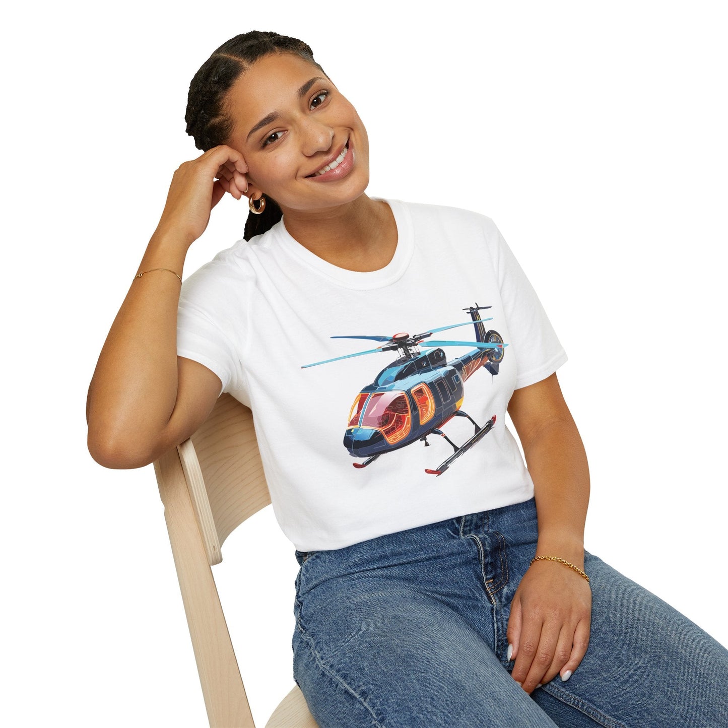 Unisex Helicopter Chopper Shirt Graphic Tee Softstyle 64000 100 Percent Ring Spun Cotton