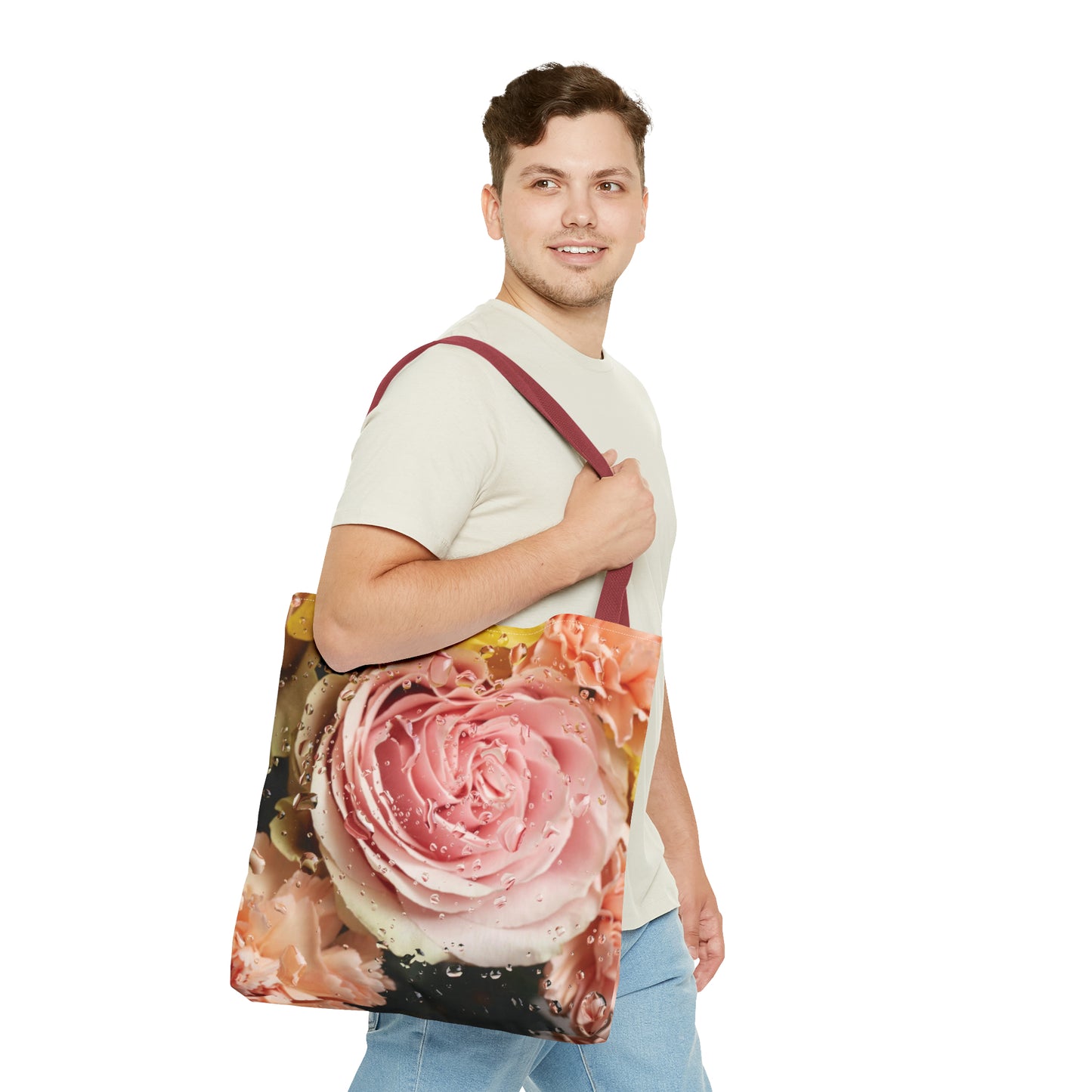 Canvastasche mit floralen Prints 