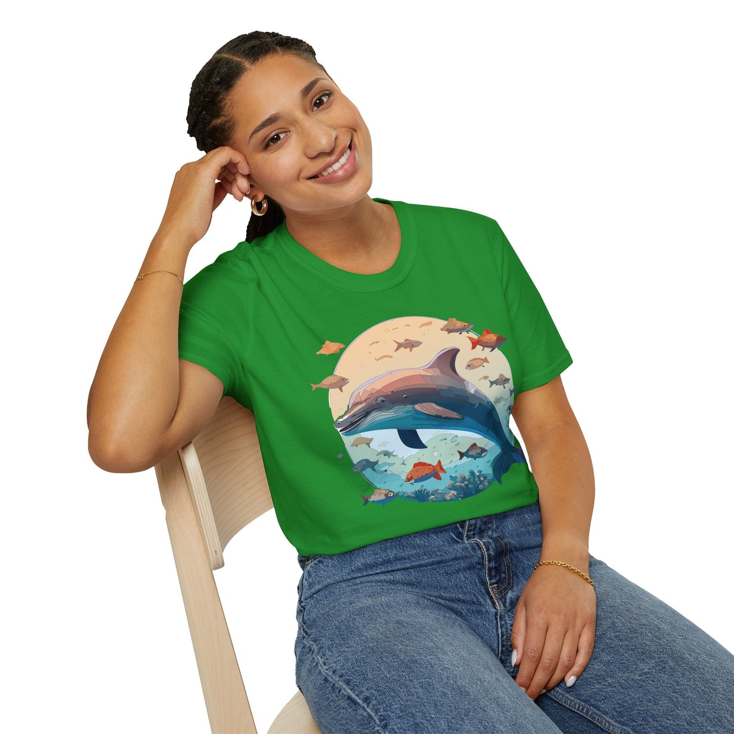 Dolphin Shirt Unisex Softstyle T Shirt 64000 100 Percent Ring Spun Cotton Tee For Everyday Comfort