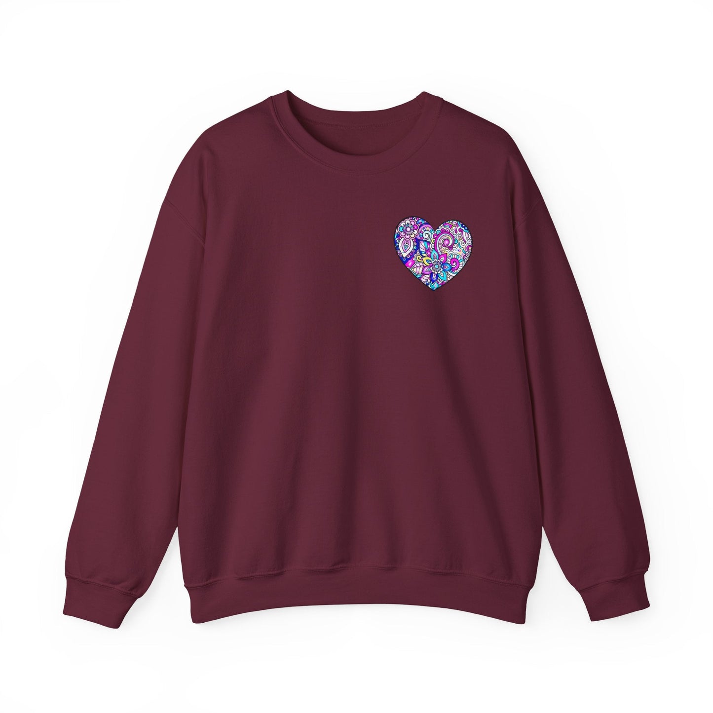 Floral Heart Sweatshirt Valentines Day Unisex Crewneck Gildan 18000 Heavy Blend Cotton Polyester