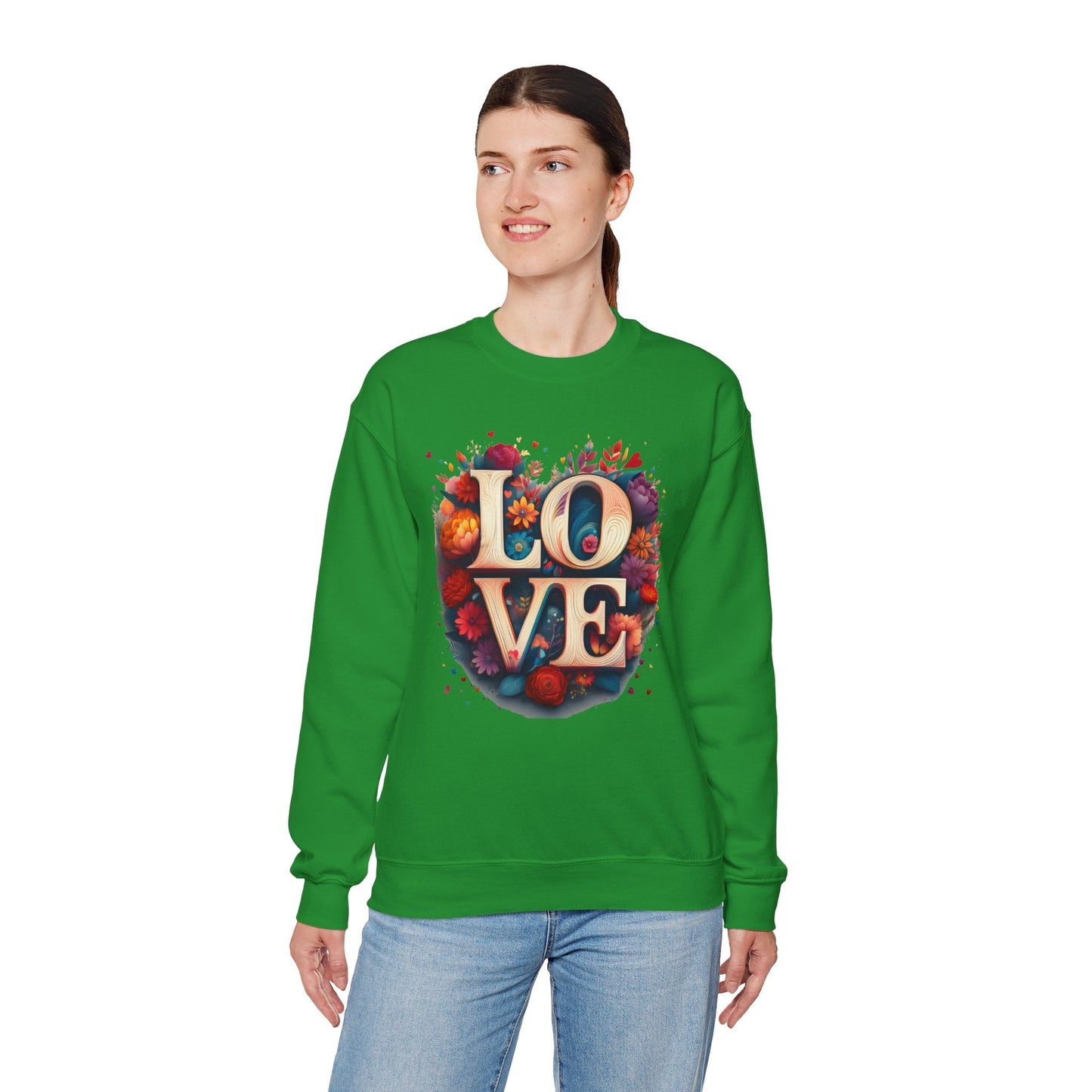 Floral Love Sweatshirt Unisex Valentines Day Gift Love Flower Crewneck Sweatshirt