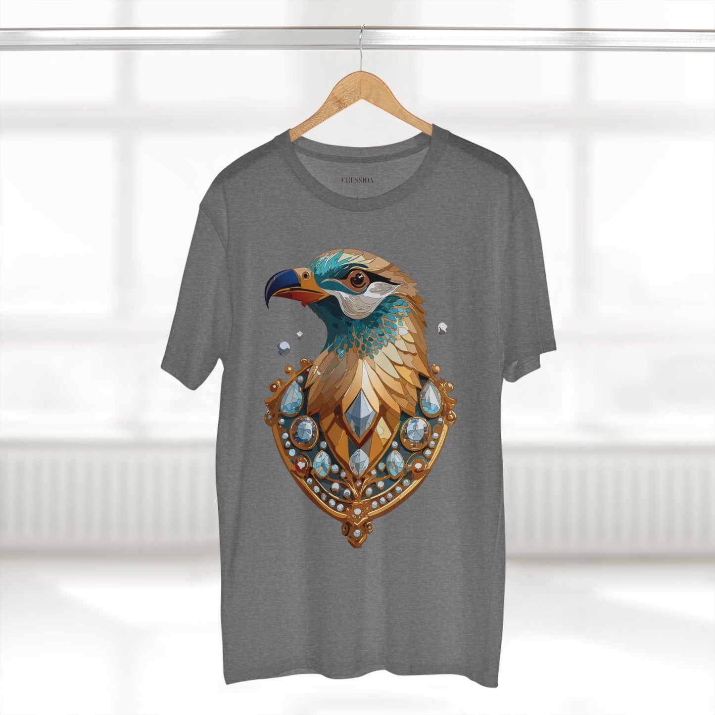 Bird Graphic Unisex 100 Cotton Tee With Unique Animal Golden Medallion Art Design 21