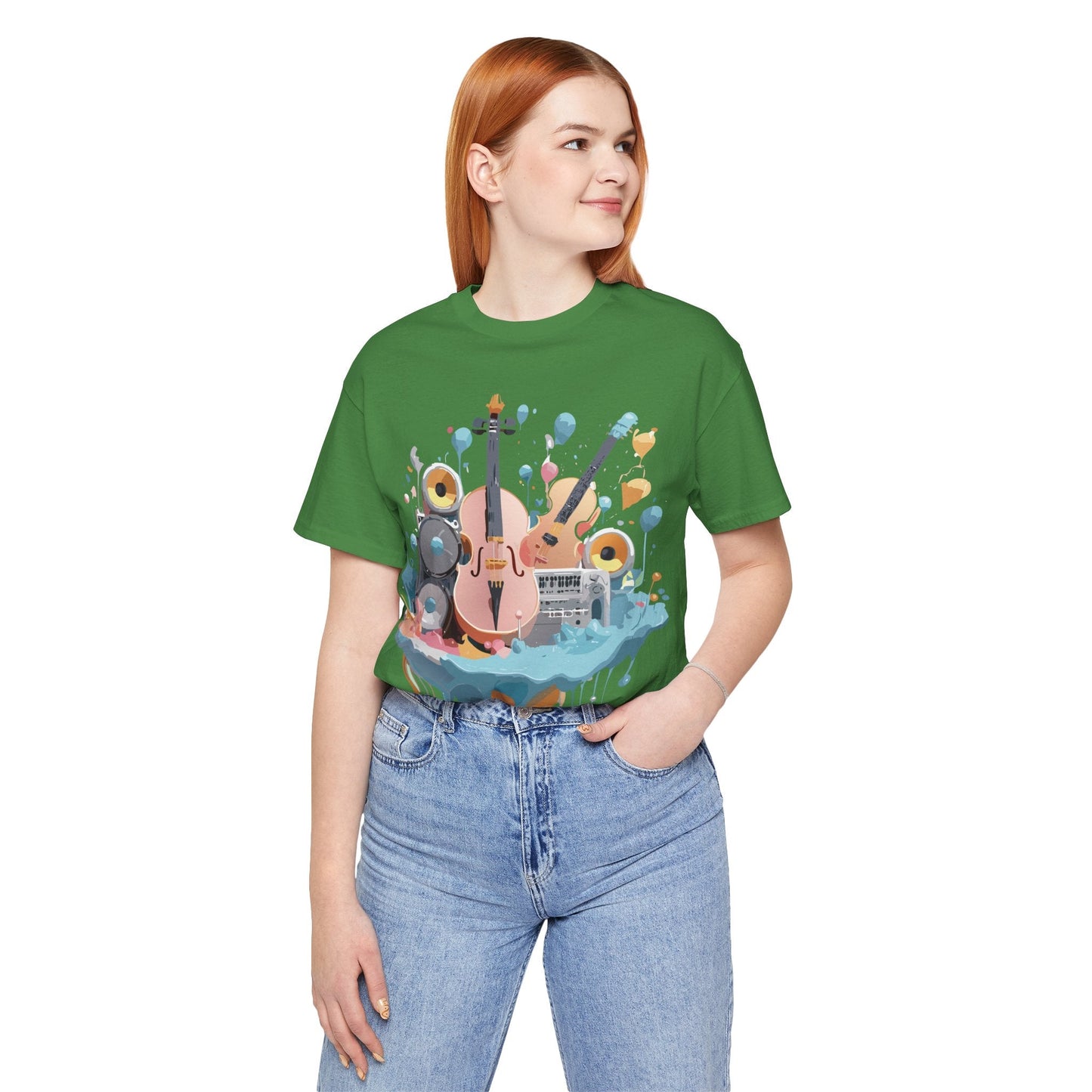 Music Graphic Unisex 100 Cotton Vintage Art with Musical Elements Tee 90