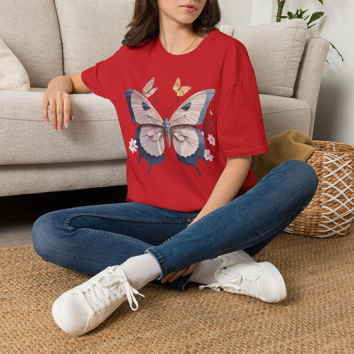 Pastel Butterfly Floral Wings Graphic Design Unisex 100 Cotton Gildan T-Shirt