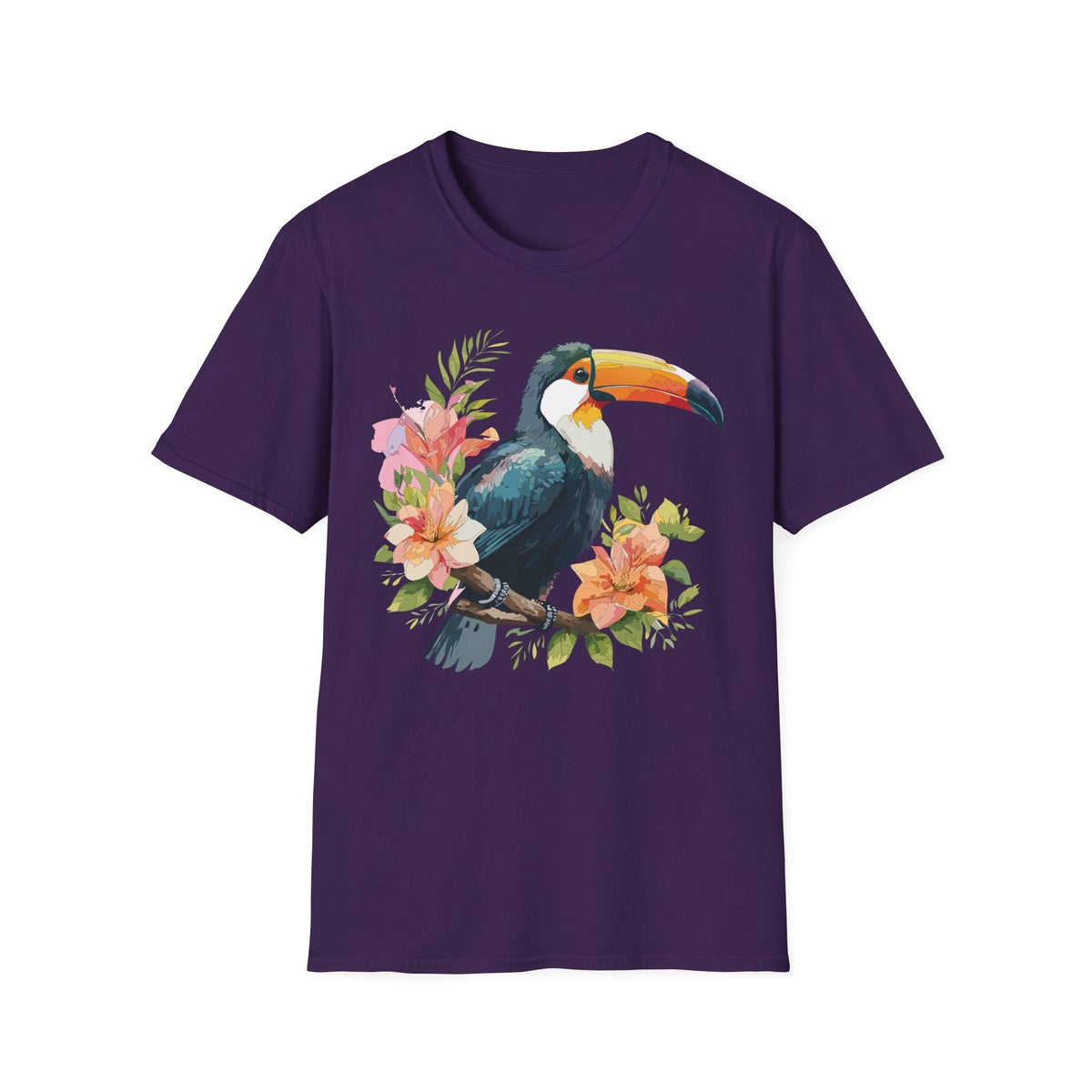 Tropical Toucan Illustration T-Shirt | Floral Bird Graphic