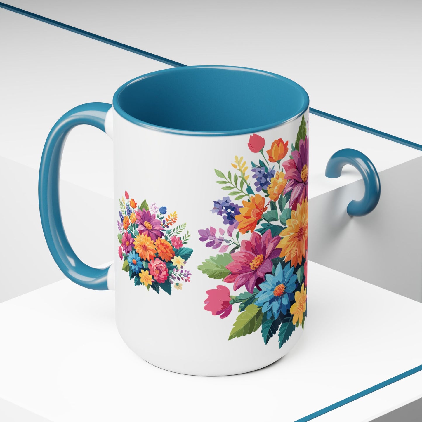 Tazas de café de dos tonos con flores