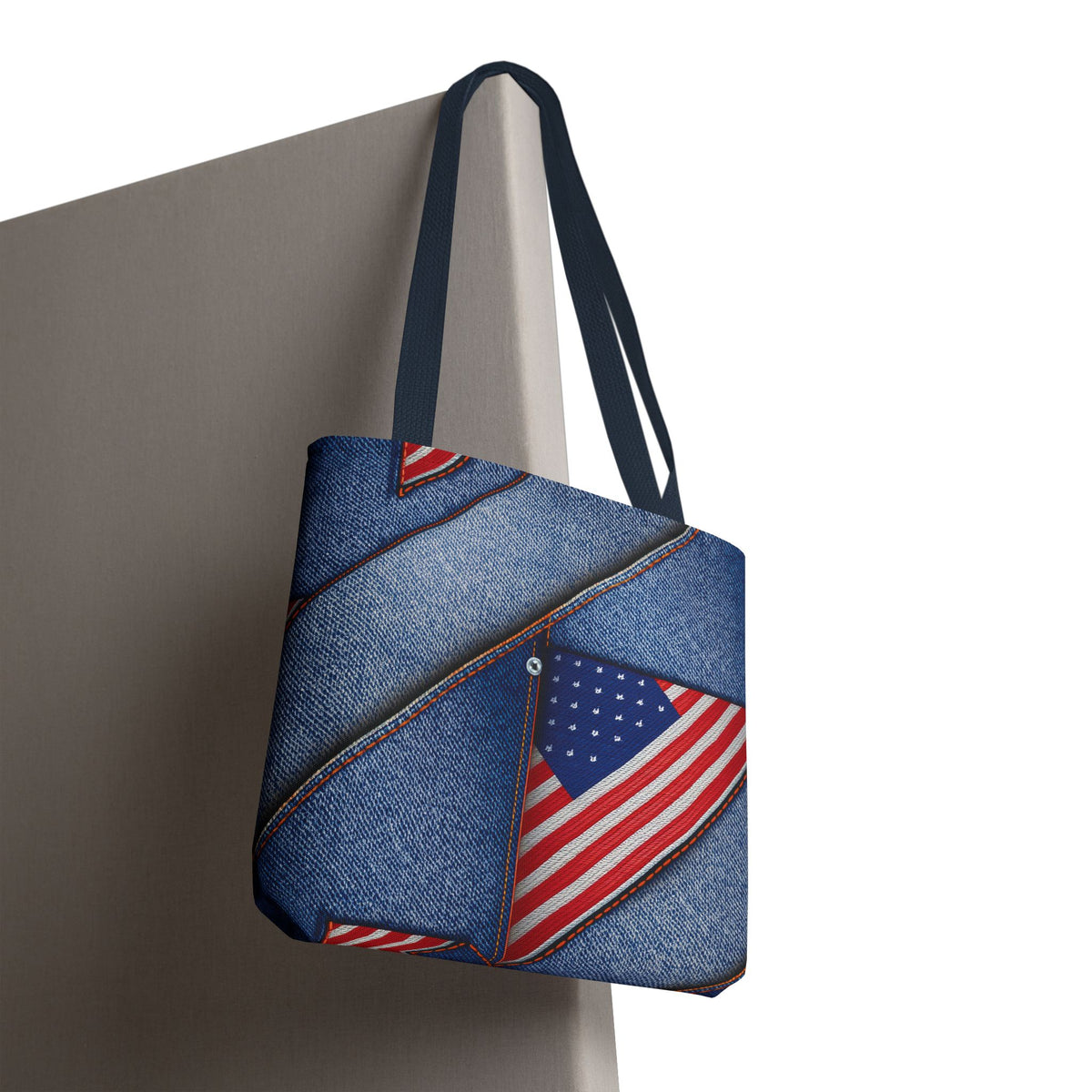 4th of July Graphic Denim Fabric Imitation Print Unisex Canvas Bag Poly Spun 3 Sizes Tote Bag 200-22