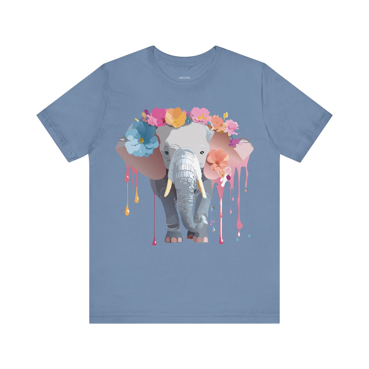 Elephant Graphic Unisex Cotton Bella+Canvas Tee with Art Animal Design e130