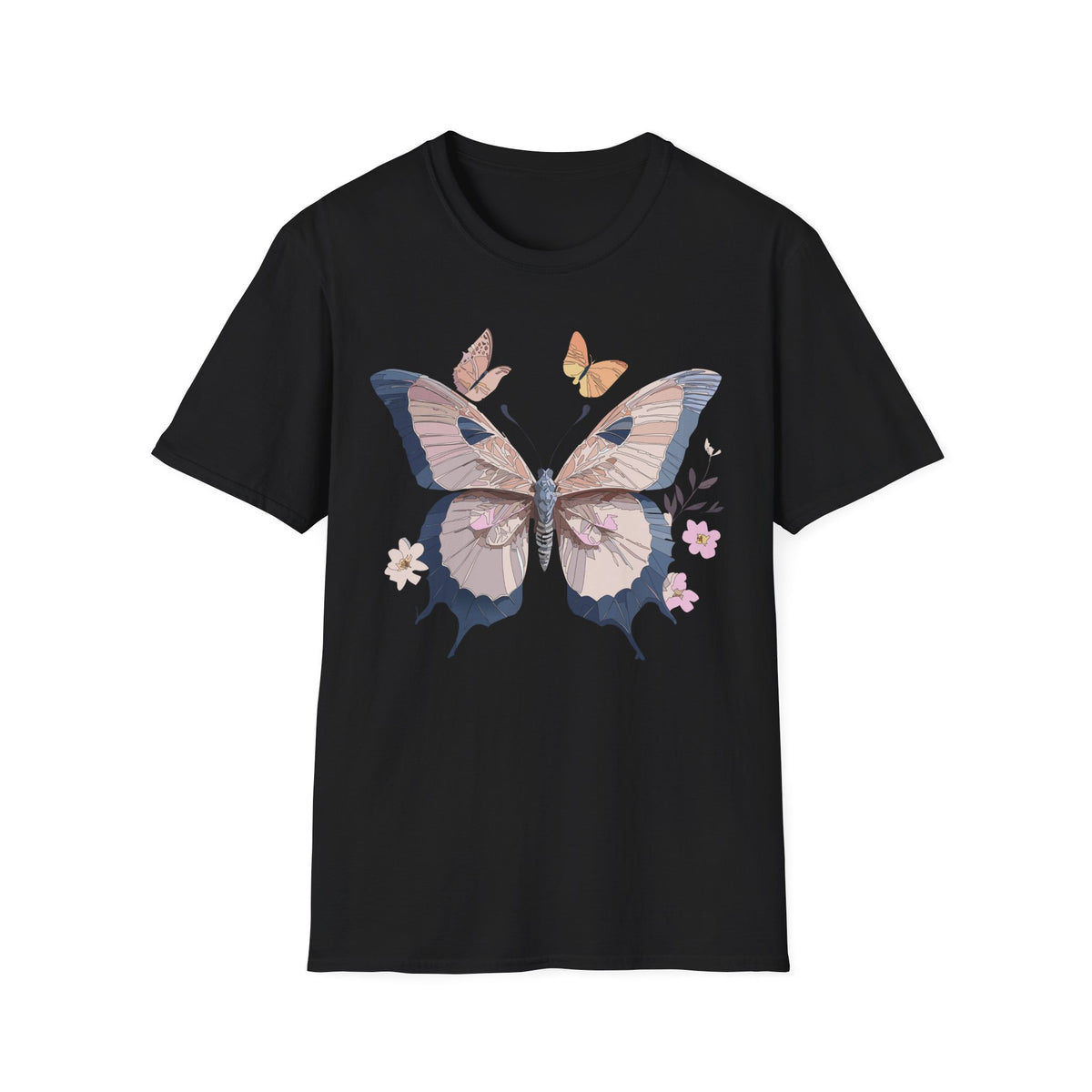 Pastel Butterfly Floral Wings Graphic Design Unisex 100 Cotton Gildan T-Shirt