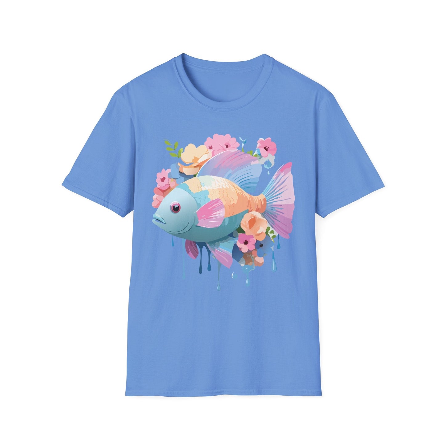 Fish Art Design Graphic Tee Unisex Short Sleeve T Shirt With Fish Artwork Premium Cotton