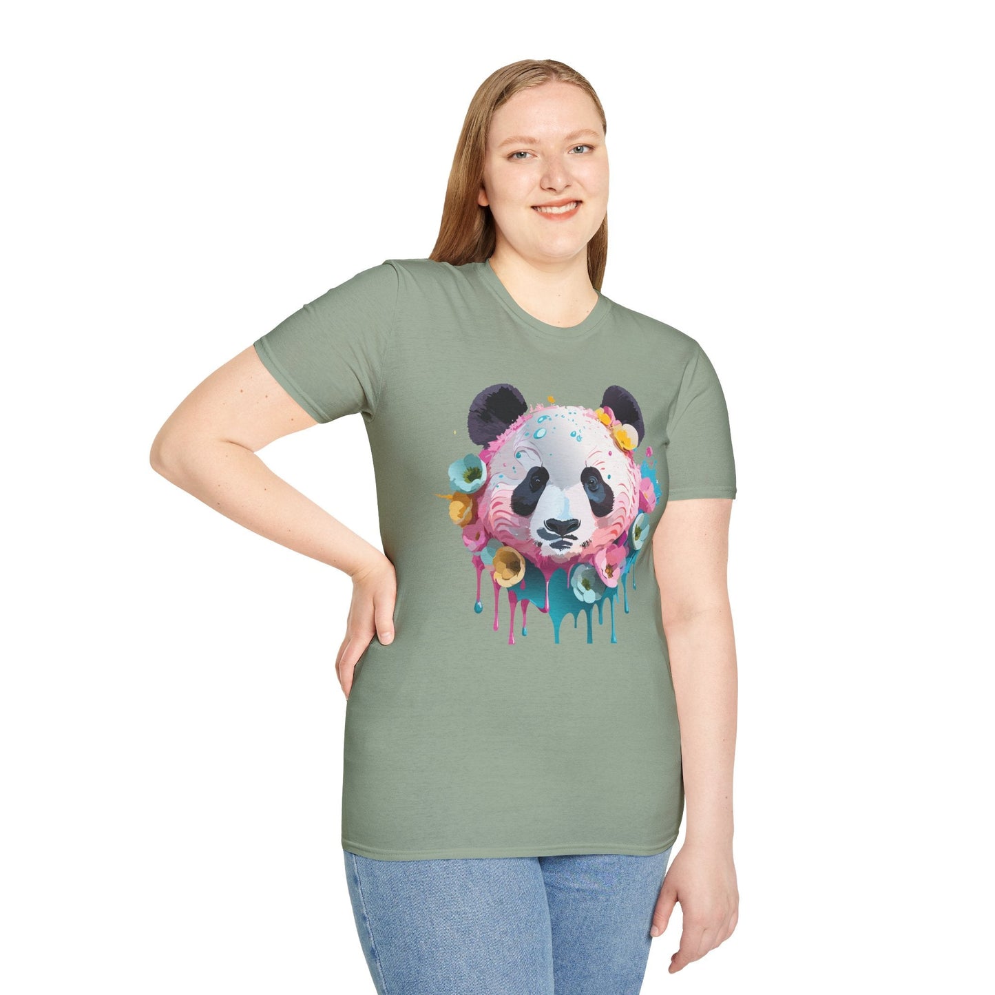 Panda Shirt Unisex T Shirt Graphic Tee Animal Print Gildan Softstyle 64000 100 Percent Cotton