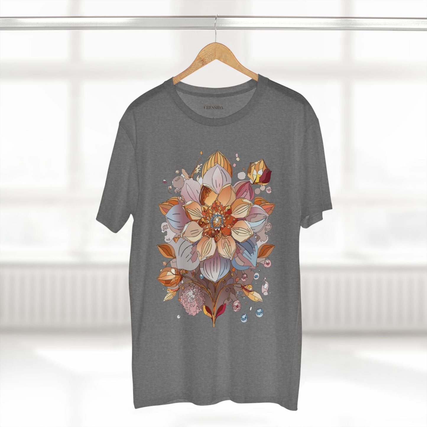 Floral Graphic T-Shirt Unisex 100 Cotton Art Design with Antique Flowers Tee 5