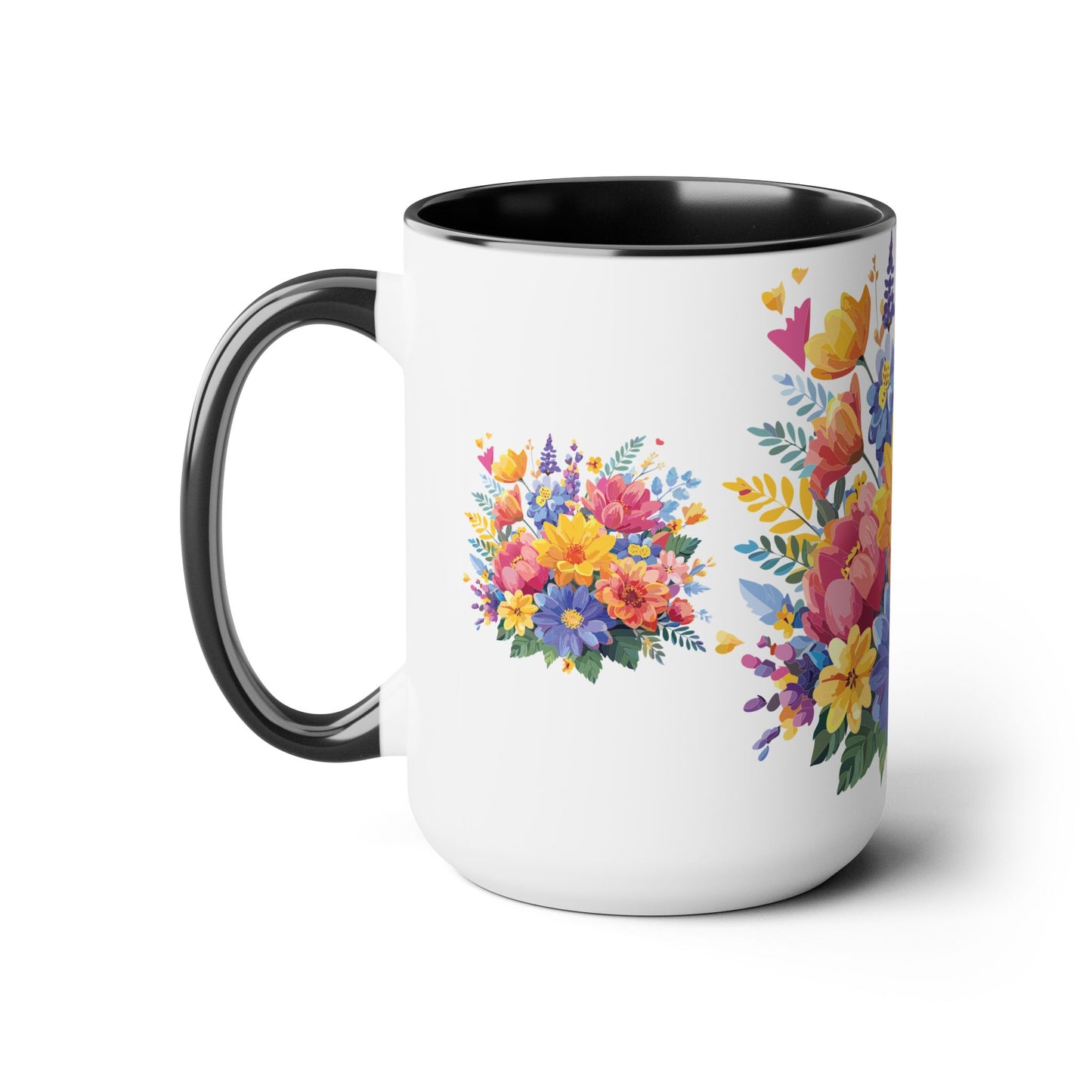 Two-Tone Coffee Mug with flowers