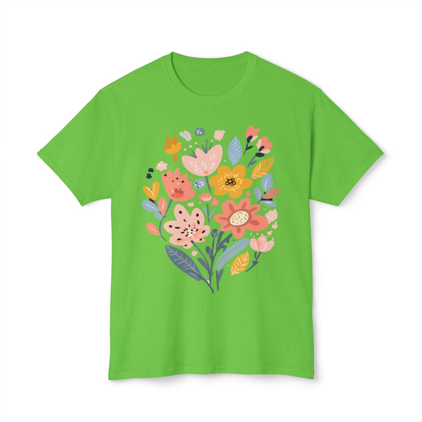Unisex HD Cotton Floral Art Print T Shirt With Vintage Flowers Design Tee Premium Quality