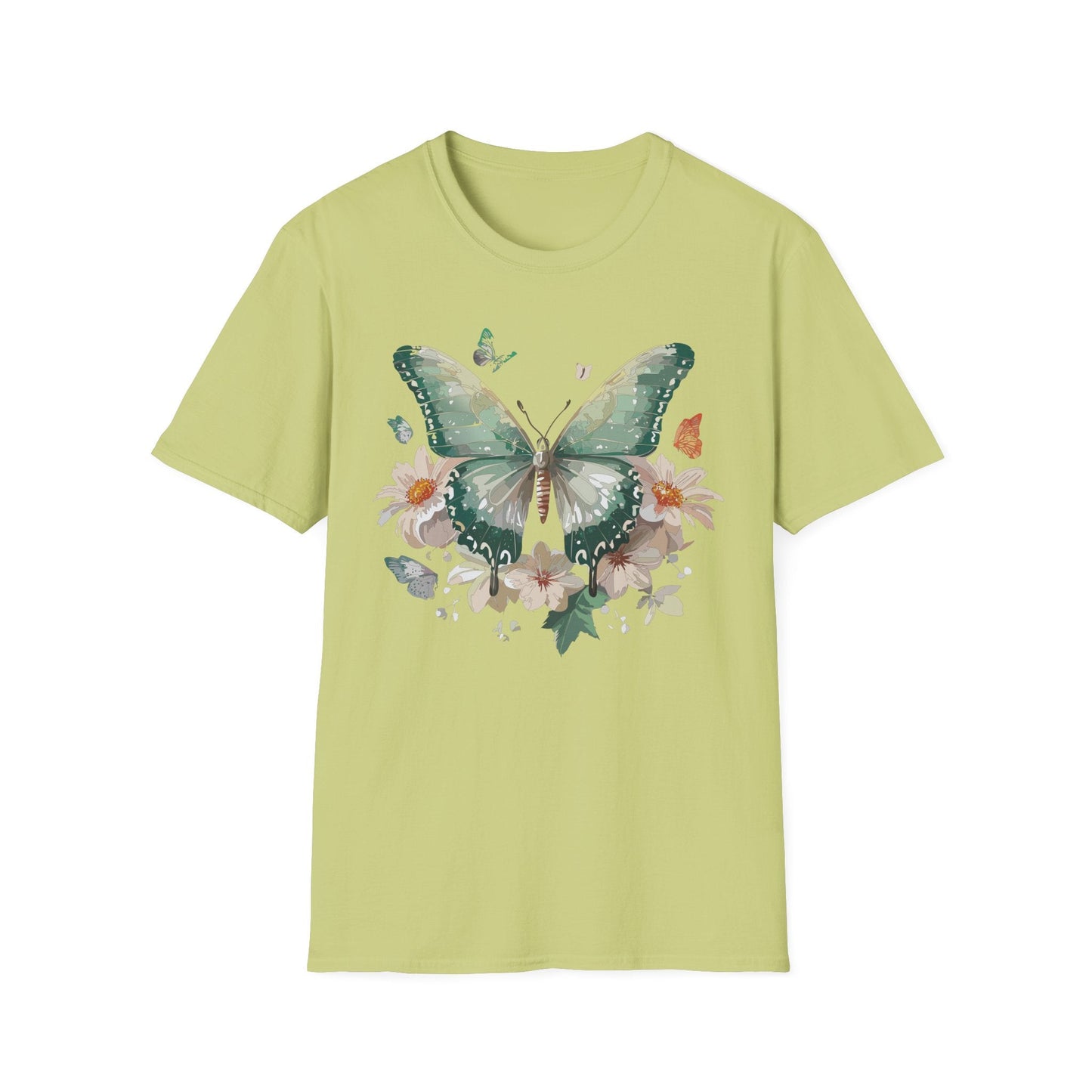 Butterfly T Shirt Unisex Softstyle Tee 100 Percent Ring Spun Cotton Monarch Design Premium Comfort