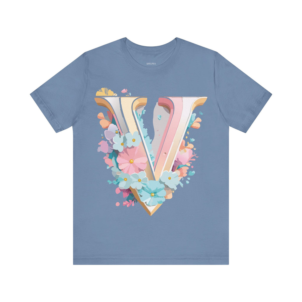 Letter V Graphic Unisex Cotton Bella+Canvas Tee with Art Letter Design