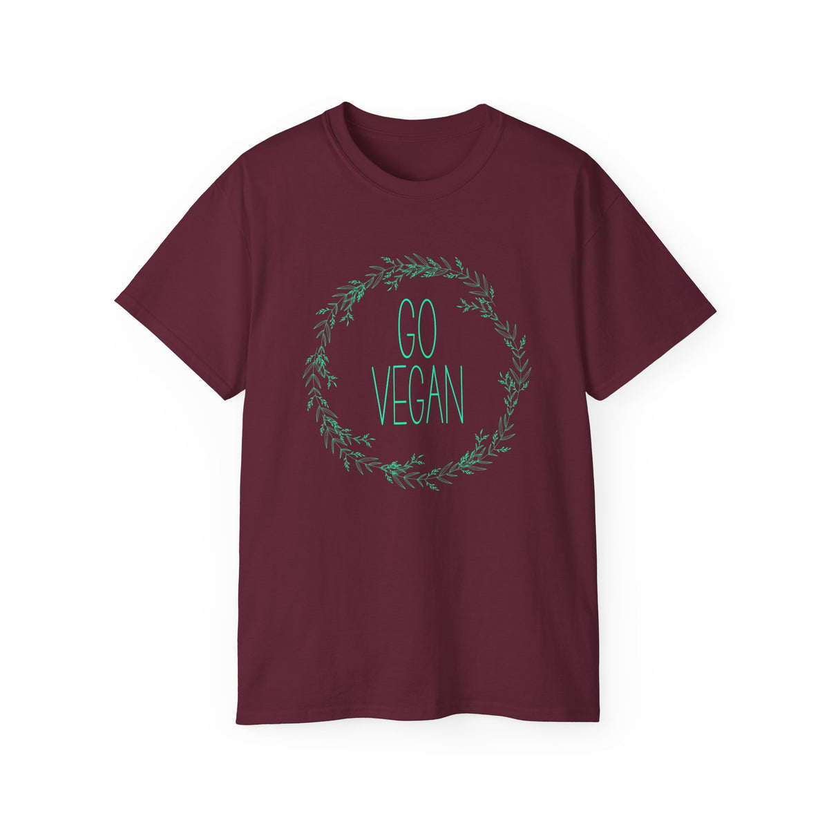 Go Vegan Wreath Tee | Plant-Based Vegan Shirt, Green Botanical Design