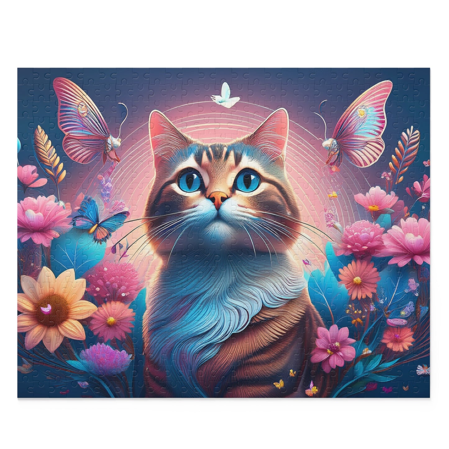 Puzzles-24 Floral Cat Face Puzzle 500-Piece  Floral Cat Puzzle 500-Piece, Kids Puzzles Size: 16" x 20",  Ages 9+