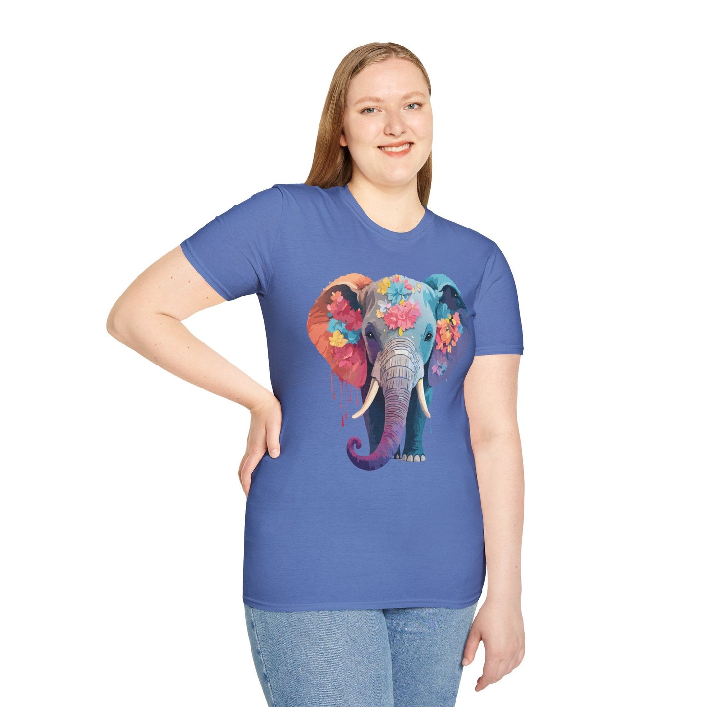 Unisex Elephant T Shirt Gildan SoftStyle 64000 100 Percent Ring Spun Cotton Tee Shirt