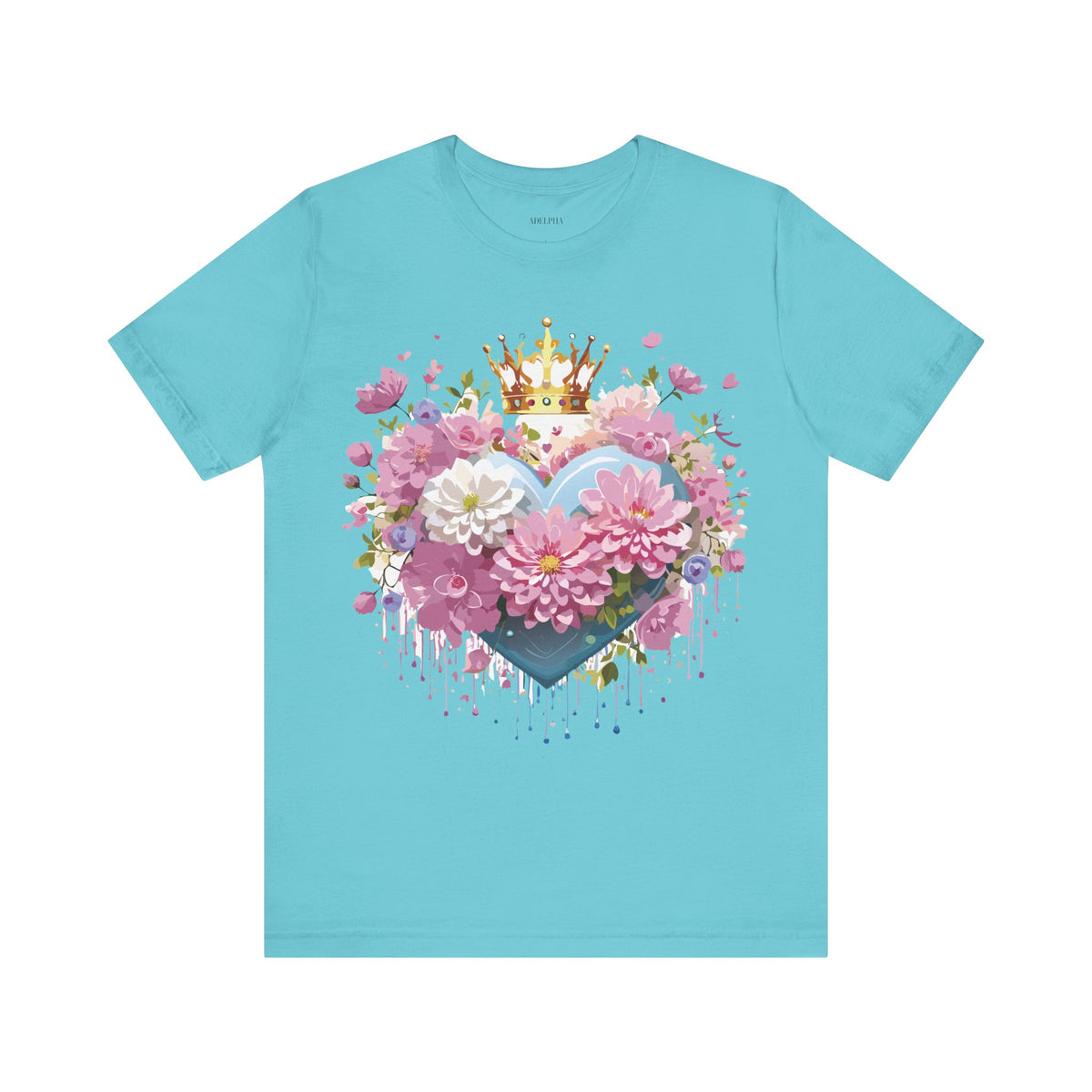 Valentine's Day Graphic Unisex Cotton Bella+Canvas Tee with Floral Art Design d128