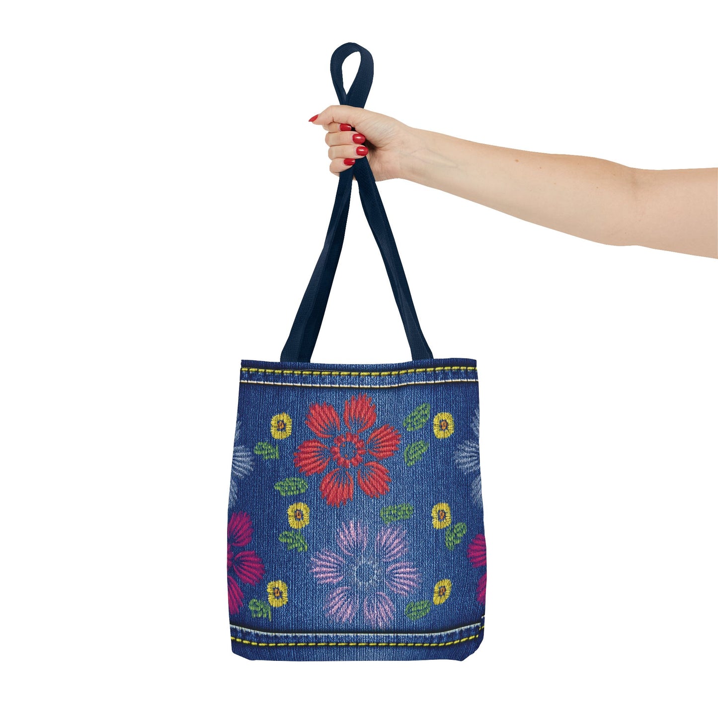 Denim Fabric Imitation Print Unisex Canvas Bag Poly Spun 3 Sizes Tote Bag 131