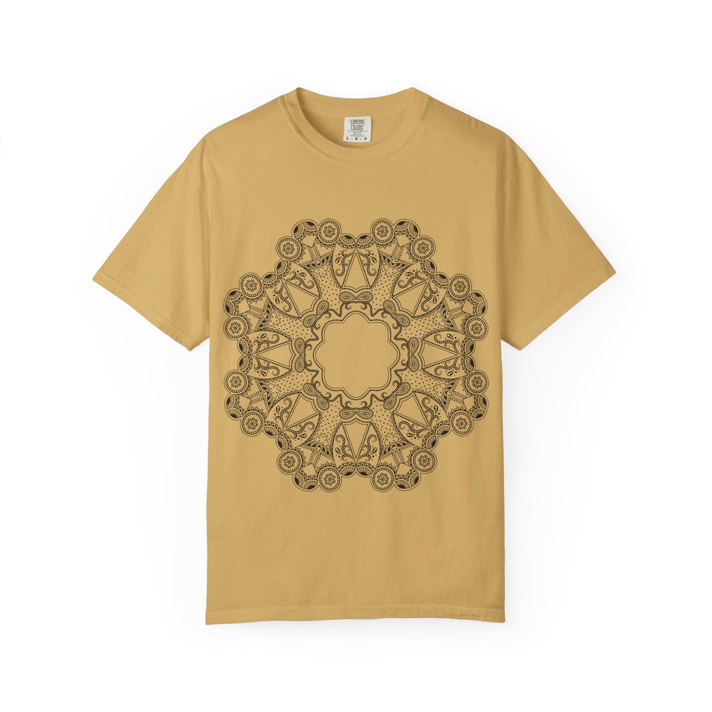 Unisex Garment Dyed Cotton T-Shirt with Mandala Graphic Design