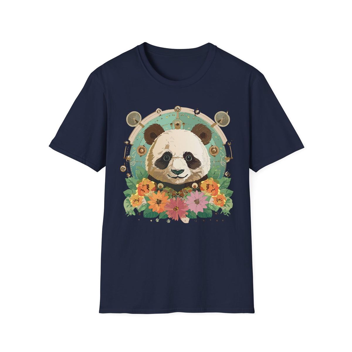 Floral Panda Portrait T-Shirt | Cute Panda Face Tee