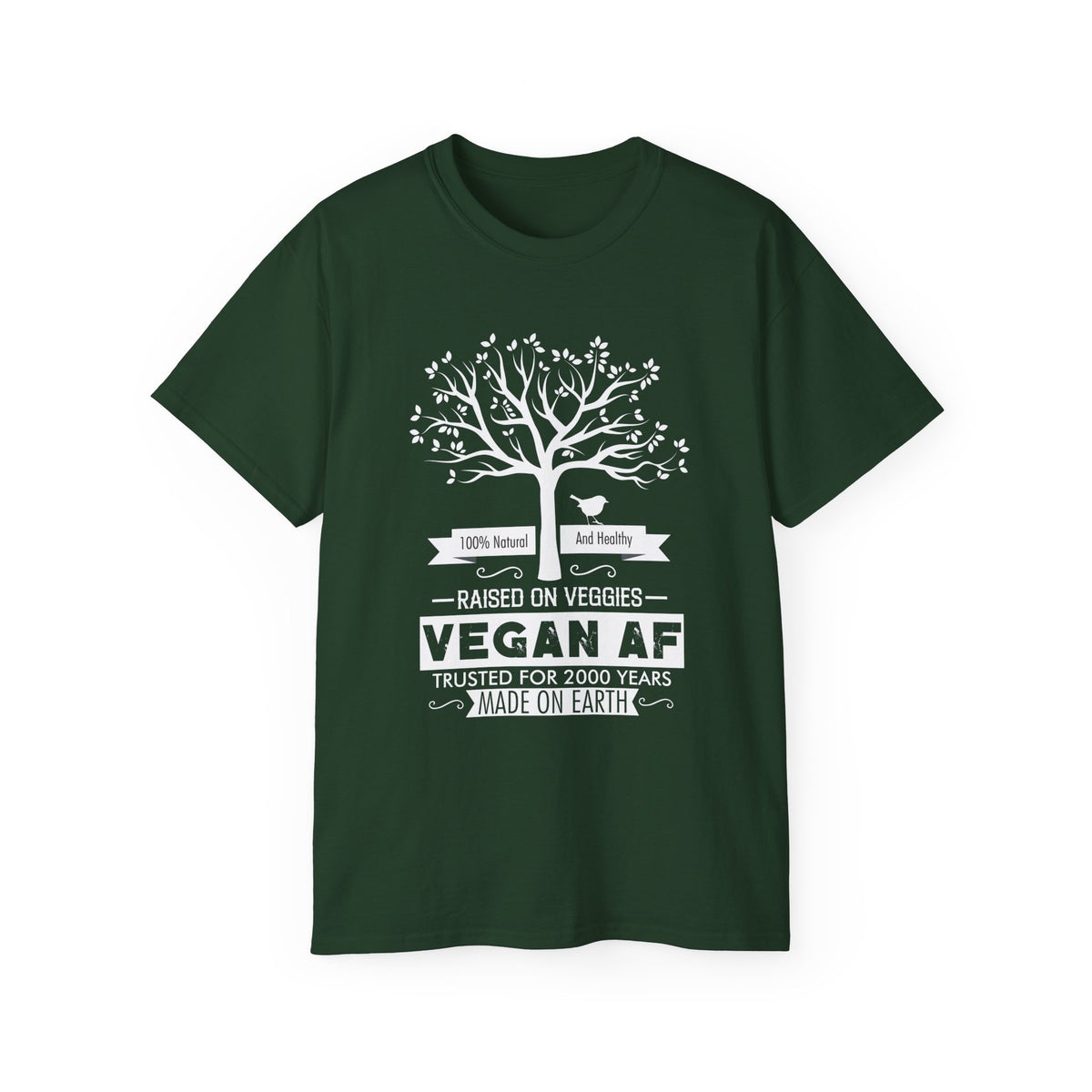 Vegan AF Tree Graphic Tee | Raised on Veggies, 100% Natural Shirt