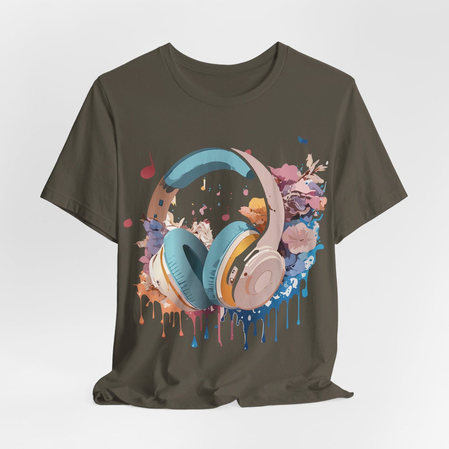 Music Graphic Unisex 100 Cotton Vintage Art with Musical Elements Tee 1