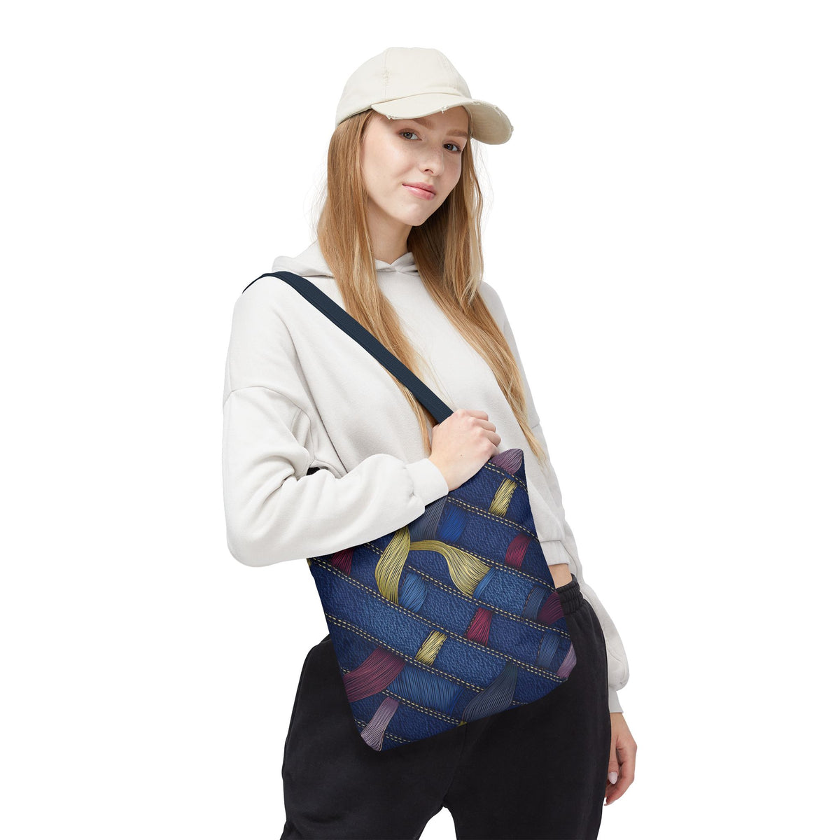 Denim Fabric Imitation Print Unisex Canvas Bag Poly Spun 3 Sizes Tote Bag 145