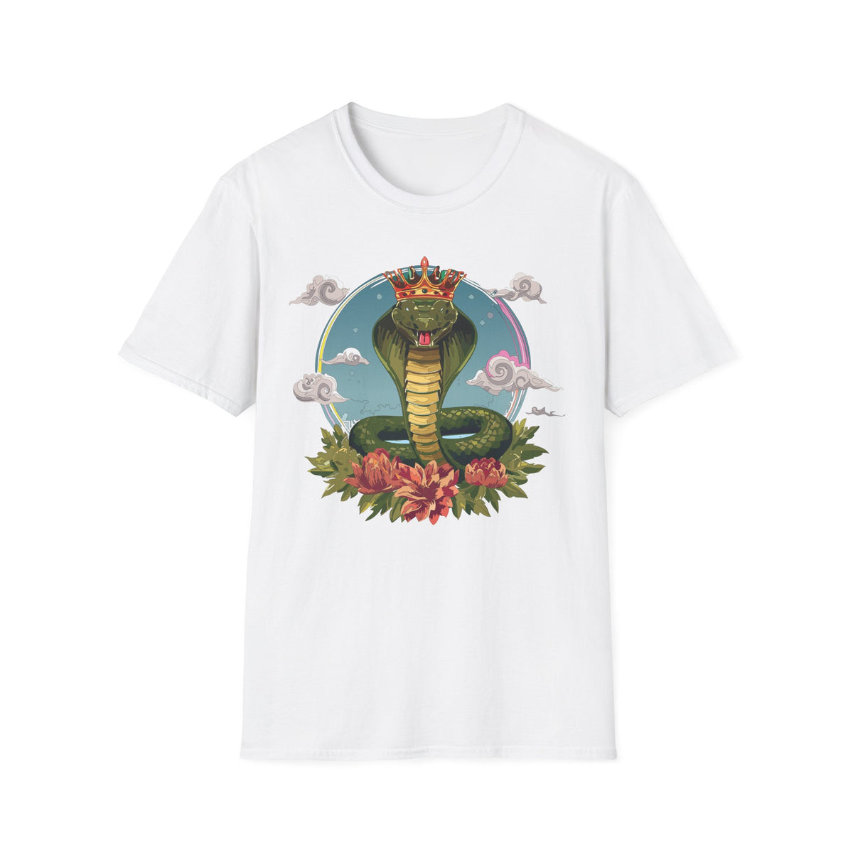 Crowned King Cobra T-Shirt | Snake Illustration, Regal Reptile Art