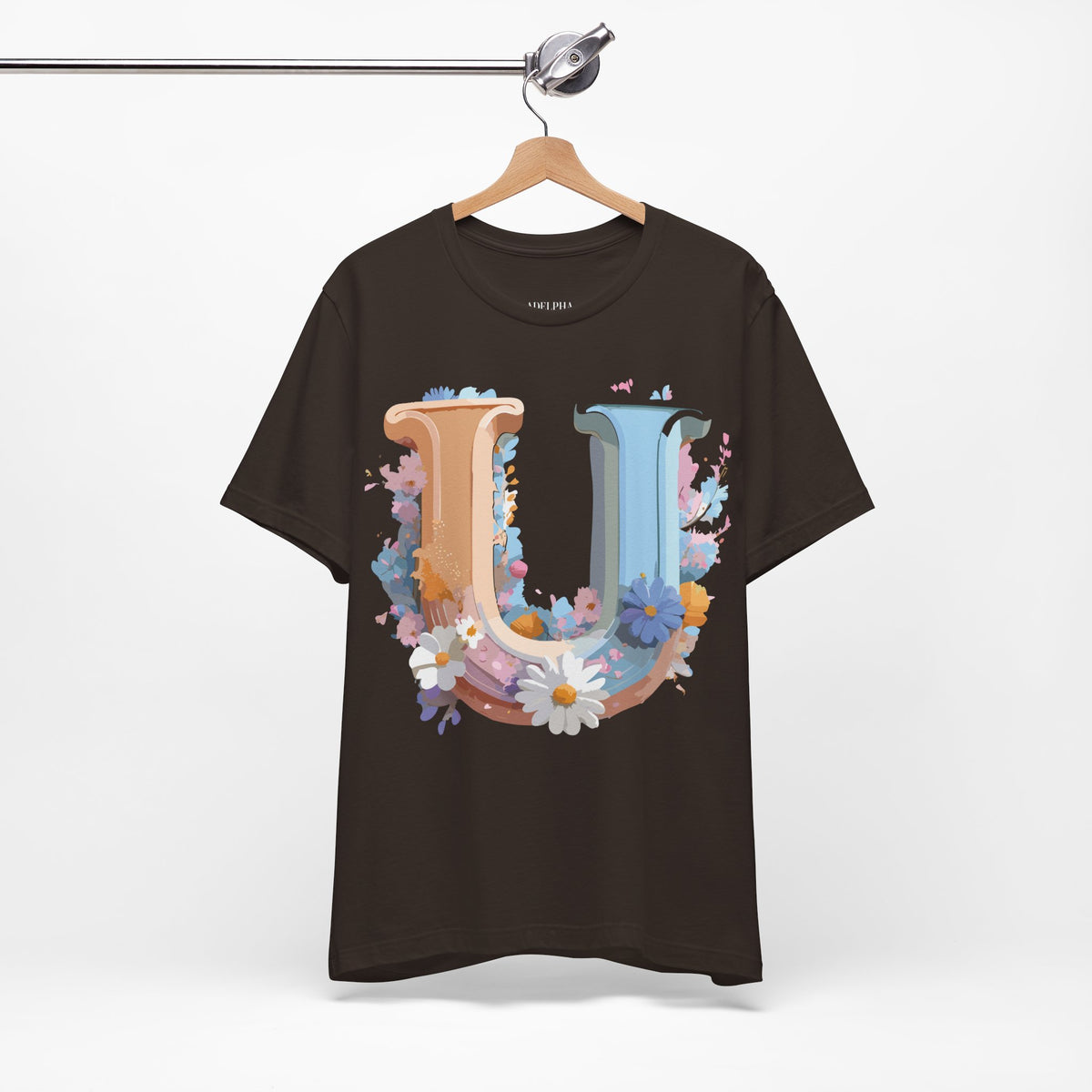 Letter U Graphic Unisex Cotton Bella+Canvas Tee with Art Letter Design