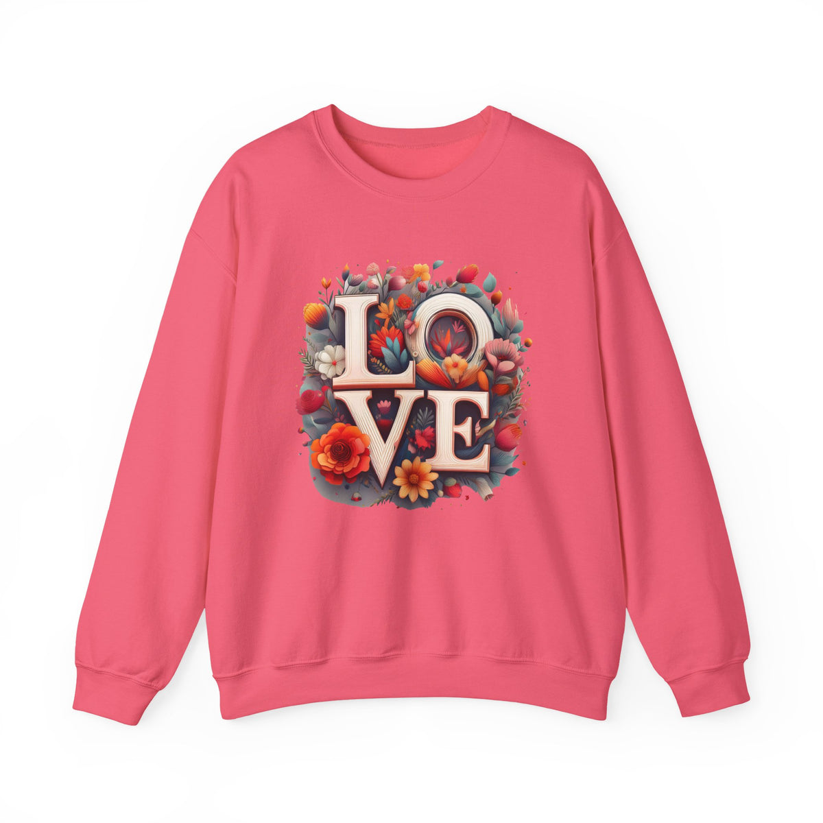 Floral Love Graphic Valentine's Day Sweatshirt Unisex 50/50 Cotton-Poly Sweatshirt w63