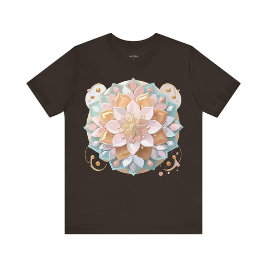 Mandala Graphic Unisex Cotton Bella+Canvas Tee with Floral Art Design n141