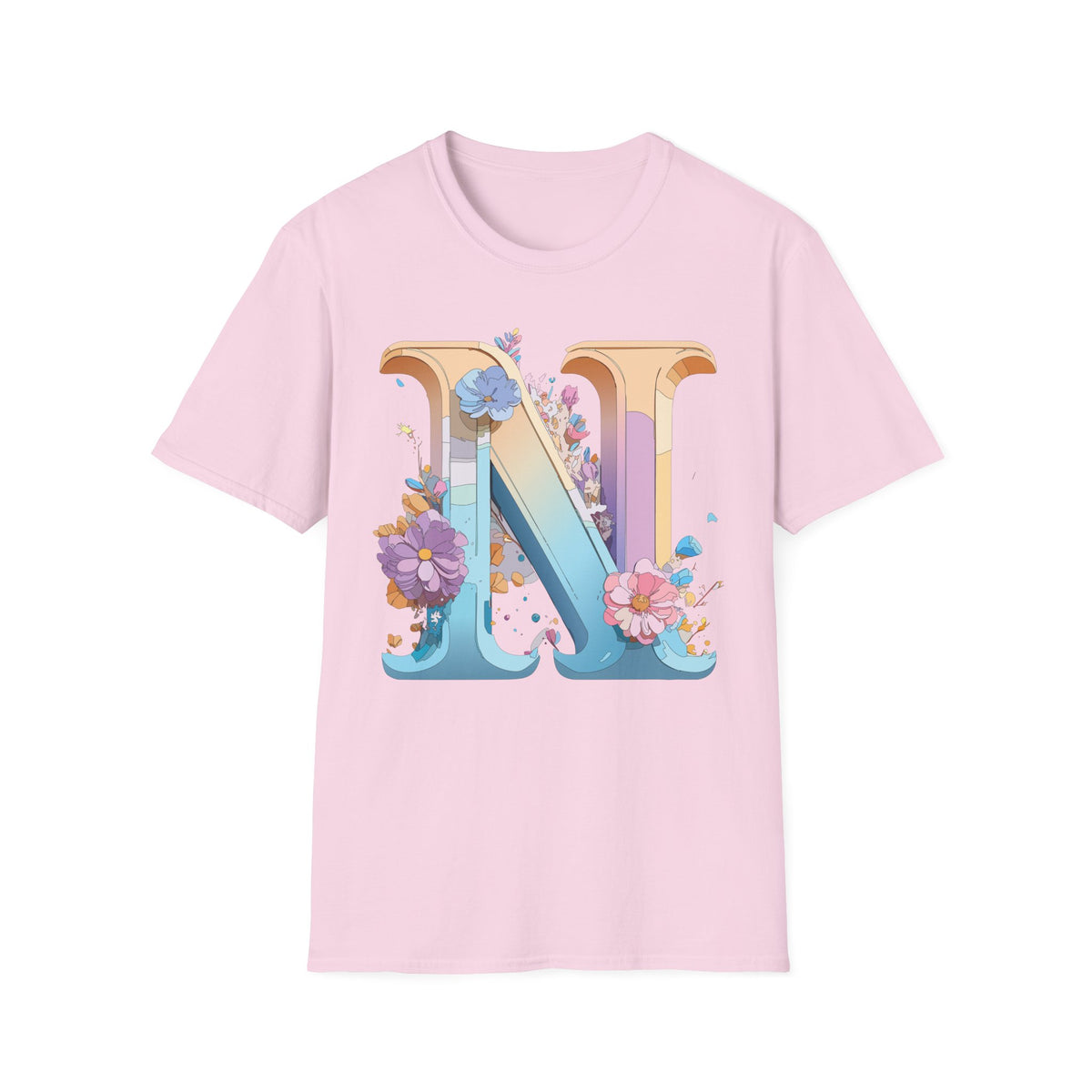 Floral Letter N T-Shirt | Botanical Monogram Tee