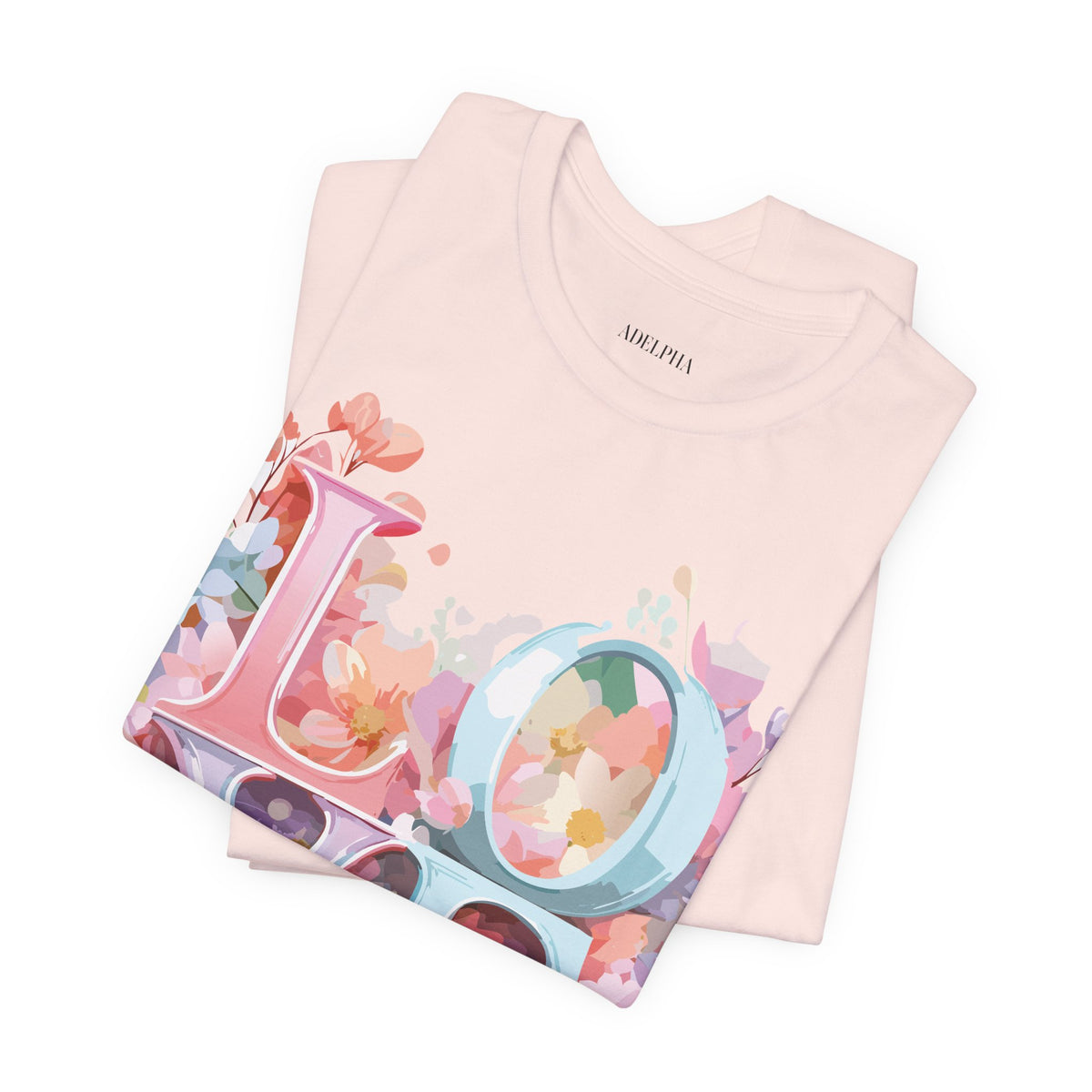 Valentine's Day Graphic Unisex Cotton Bella+Canvas Tee with Floral Art Design d110