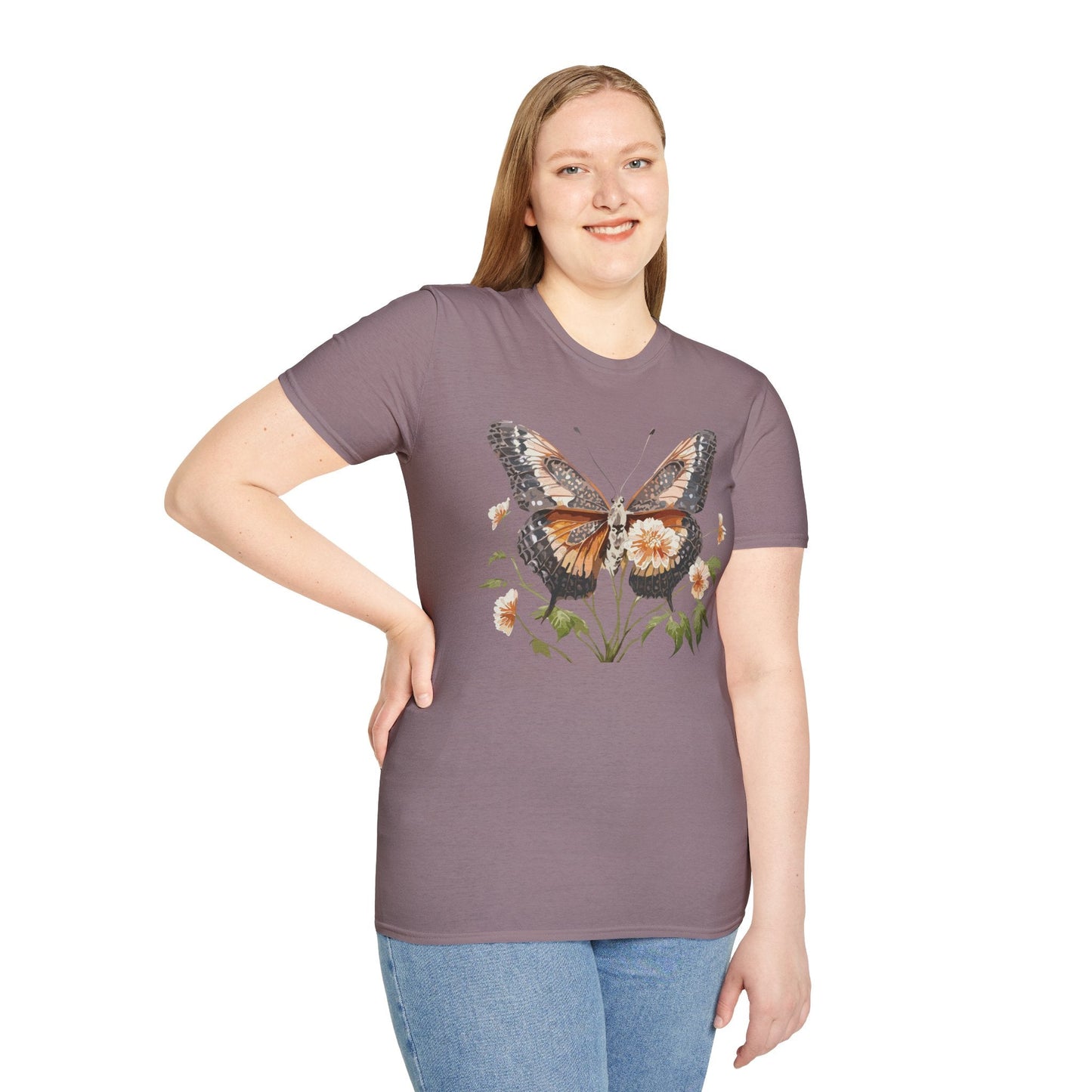 Butterfly T Shirt Unisex Softstyle Gildan 64000 Cotton Tee Monarch Print Comfort