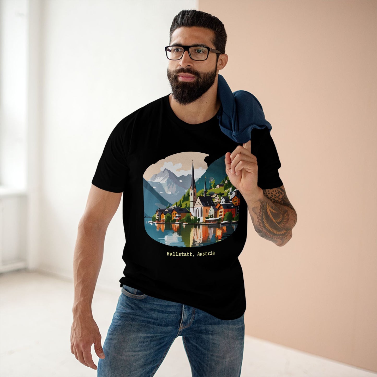 Austria Travel Shirt Unisex Premium Cotton Tee Featuring Original Art Design Retro2Nova