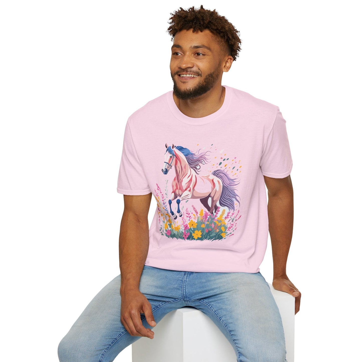 Horse Shirt Unisex Tee Animal Print Gildan Softstyle 64000 Ring Spun Cotton