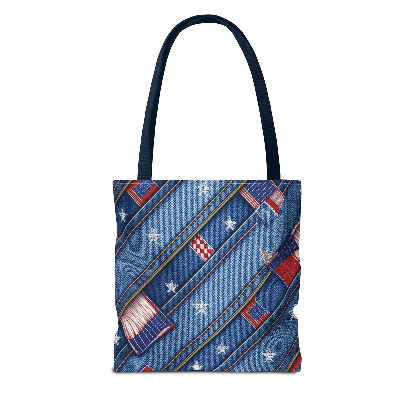 4th of July Graphic Denim Fabric Imitation Print Unisex Canvas Bag Poly Spun 3 Sizes Tote Bag 200-16