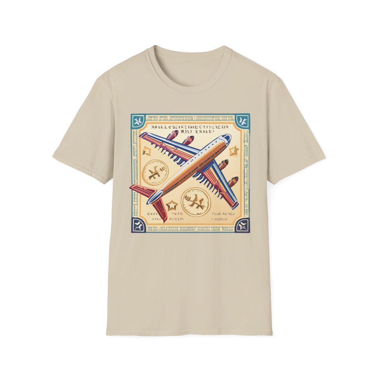 Aviator Vintage Plane T-Shirt — Retro Travel Aircraft Design Travel Post Graphic Design Unisex 100 Cotton Gildan T-Shirt