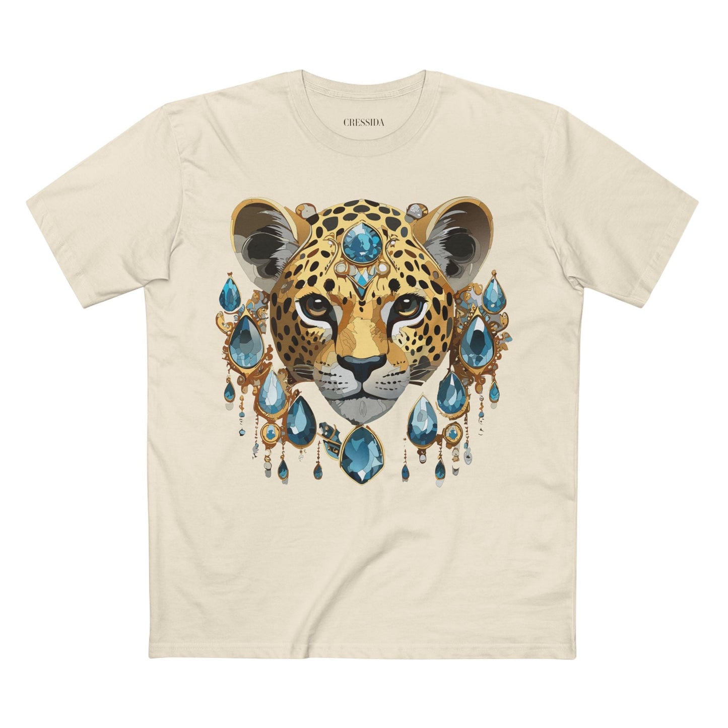 Cheetah Graphic Unisex 100 Cotton Tee With Unique Animal Golden Medallion Art Design 48