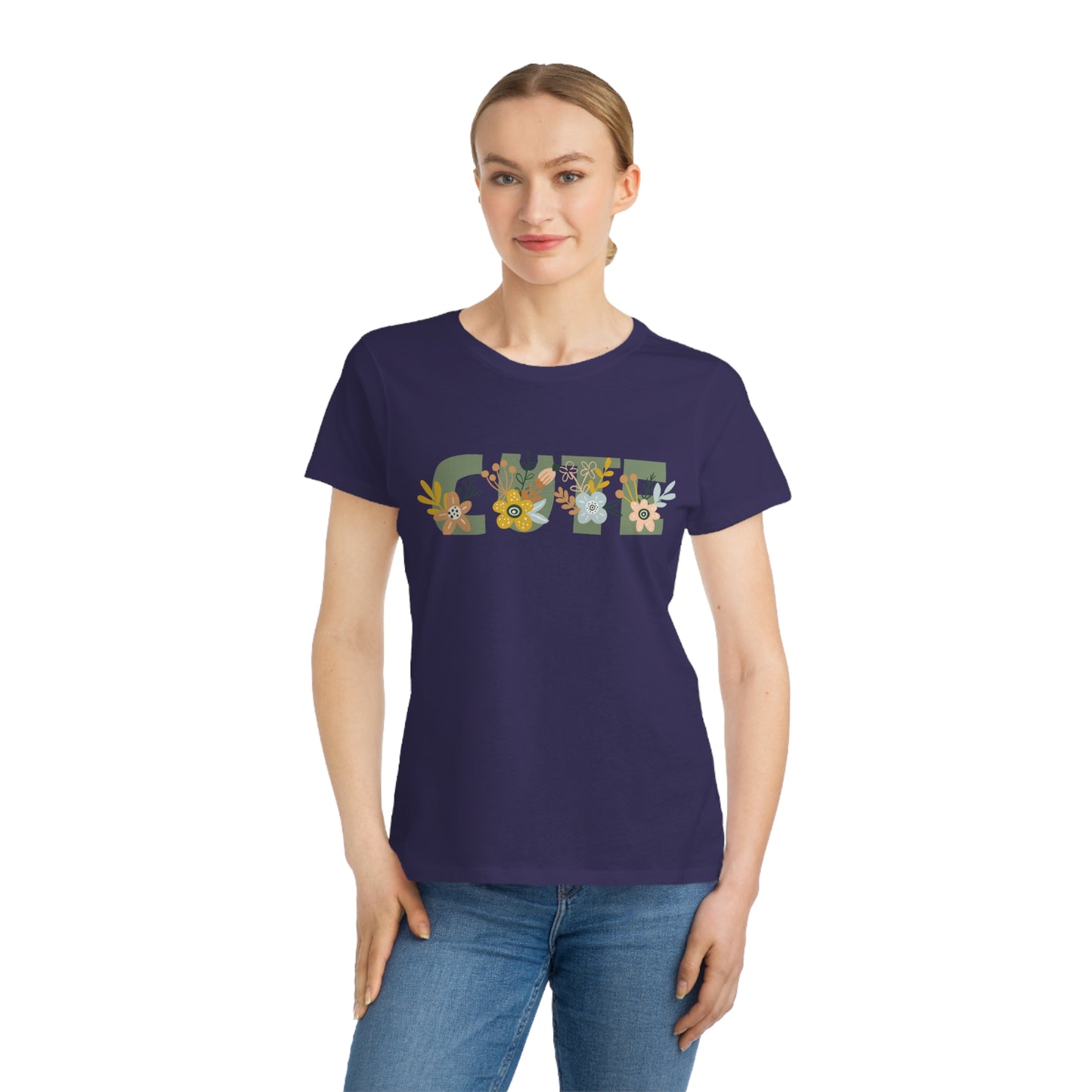 Damen T-Shirt aus Bio-Baumwolle mit Blumendruck