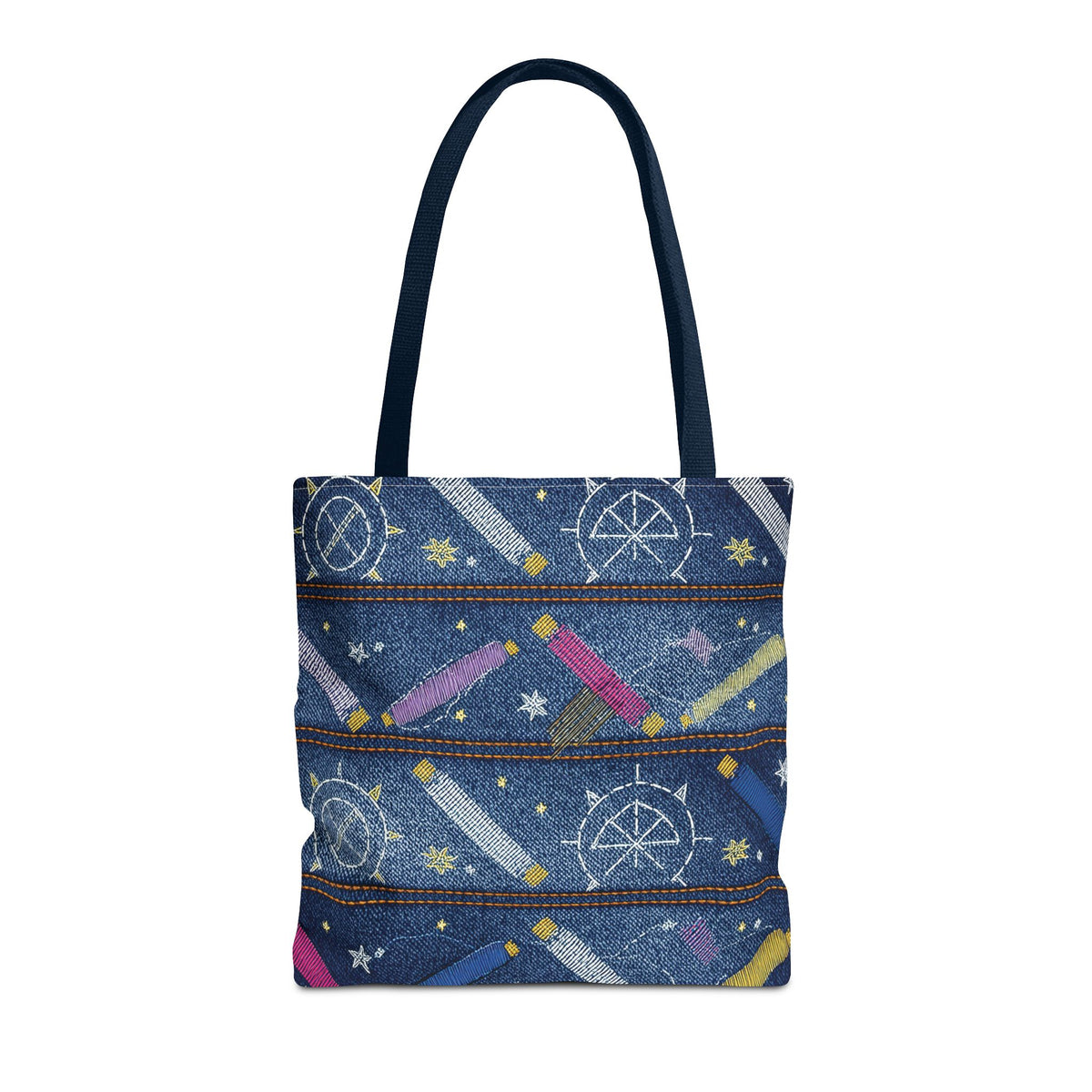 Denim Fabric Imitation Print Unisex Canvas Bag Poly Spun 3 Sizes Tote Bag 183-9